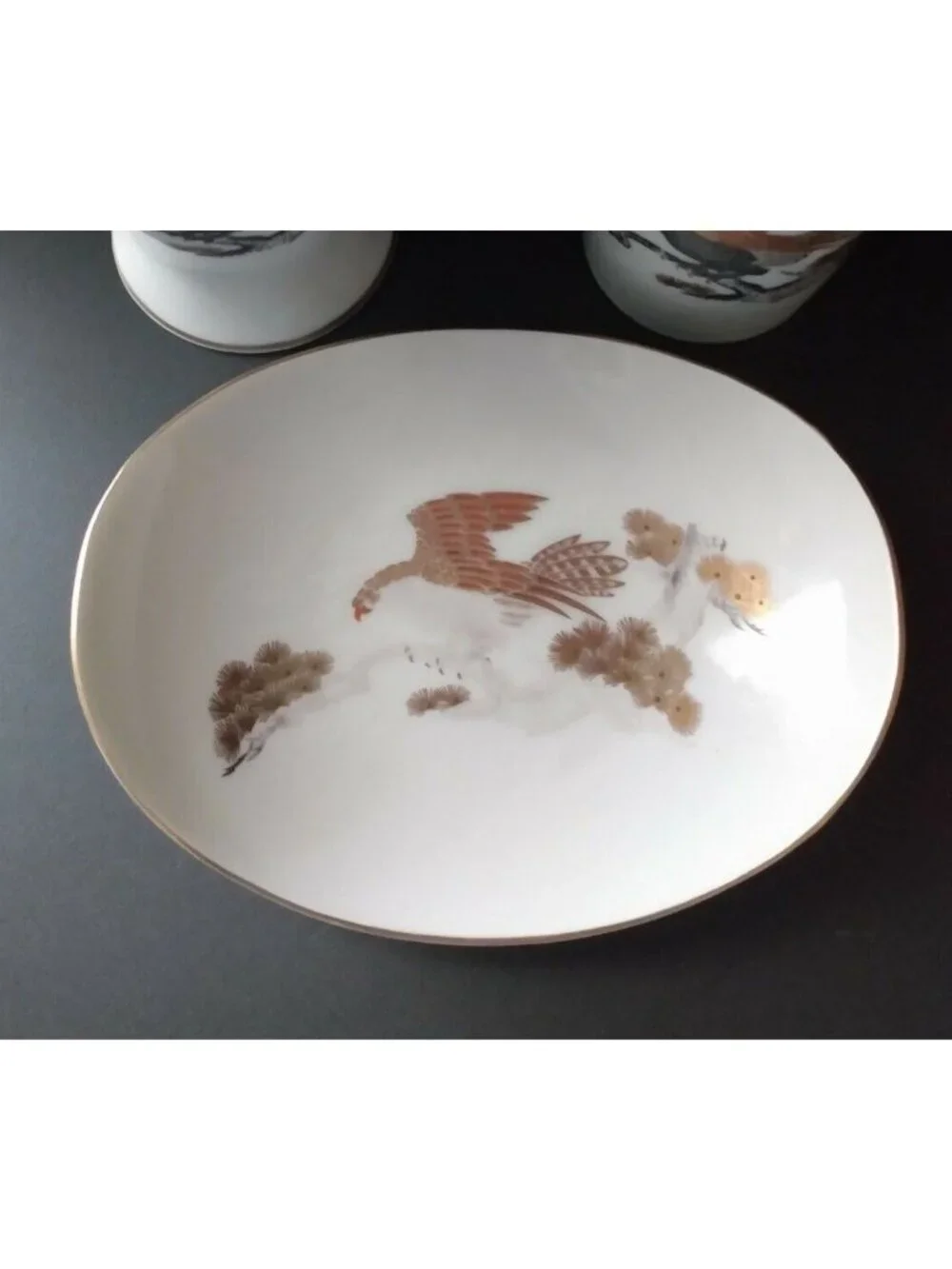 Peking East Porcelain 3 Piece Hawk Bathroom Accessory Set Lodge Bird Soap Dish